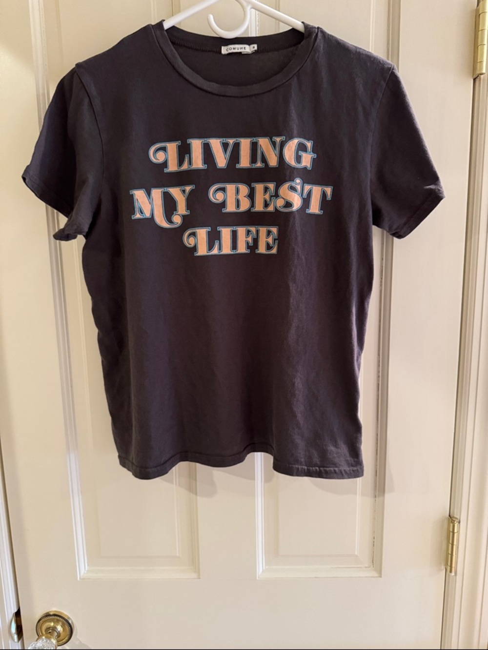 AOLIVE 'Living My Best Life' Short Sleeve Tee - Charcoal